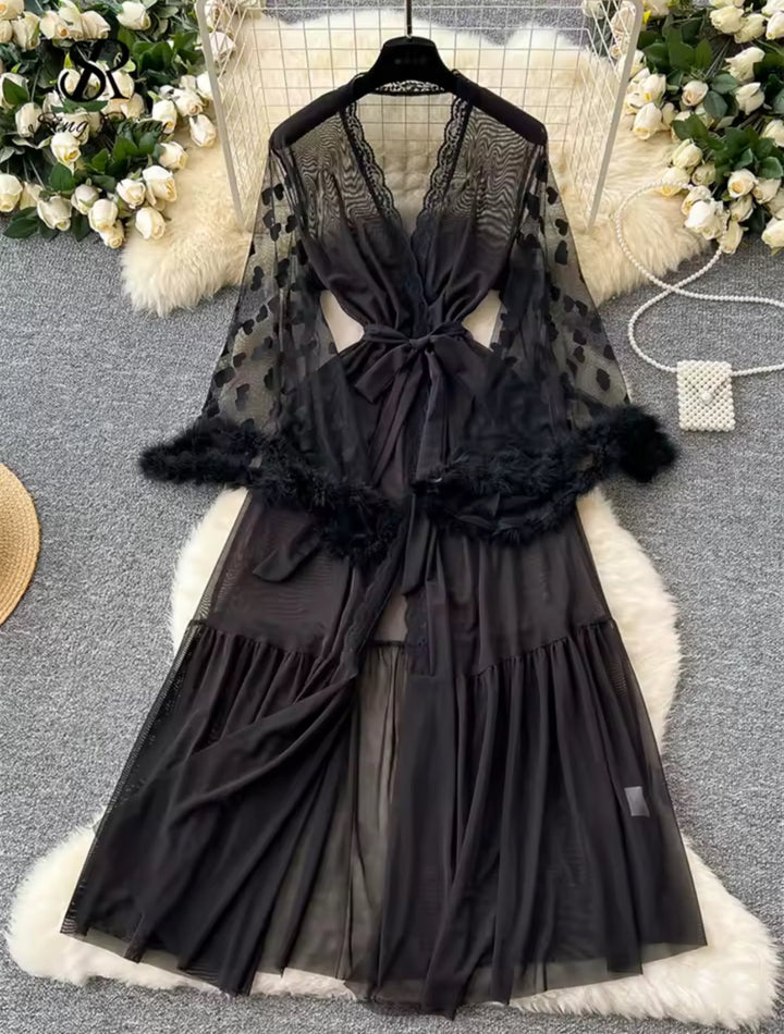 Sheer Robe Moonlace