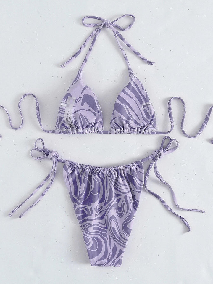 3 Piece Swirl Pattern Bikini Set