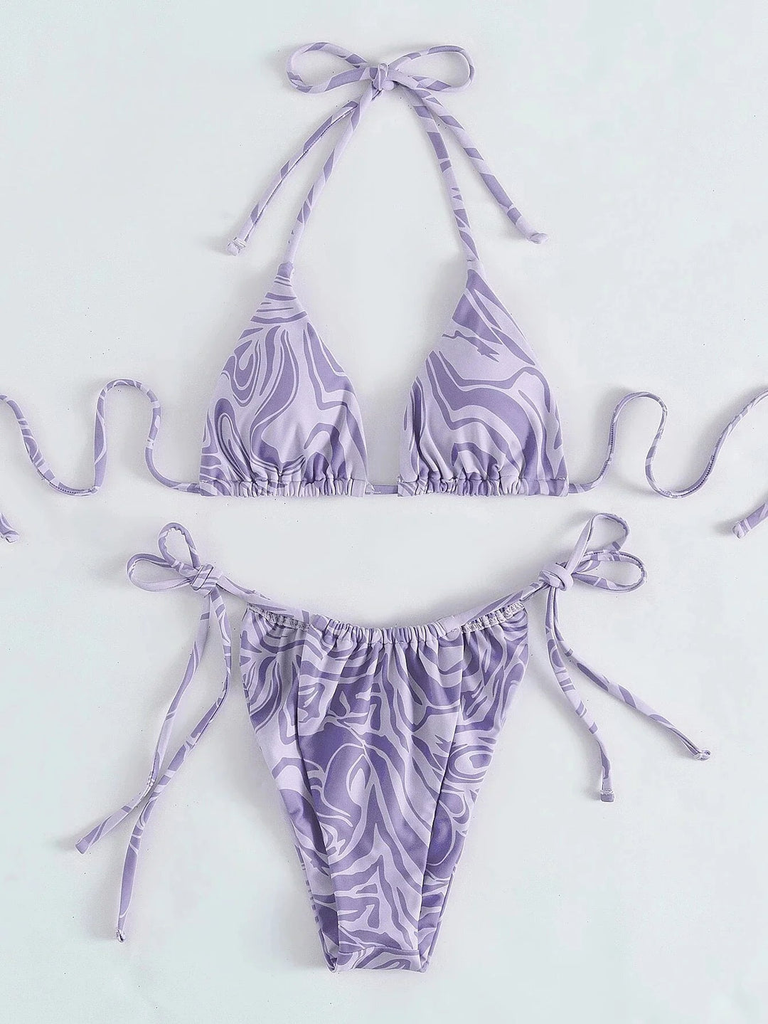 3 Piece Swirl Pattern Bikini Set
