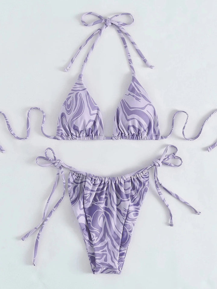 3 Piece Swirl Pattern Bikini Set