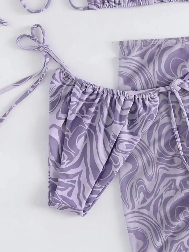 3 Piece Swirl Pattern Bikini Set