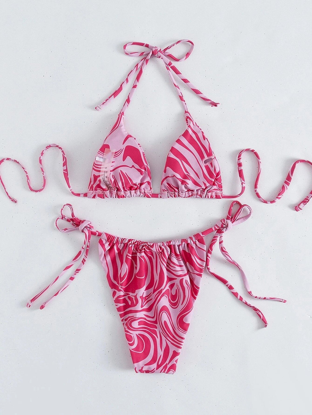 3 Piece Swirl Pattern Bikini Set