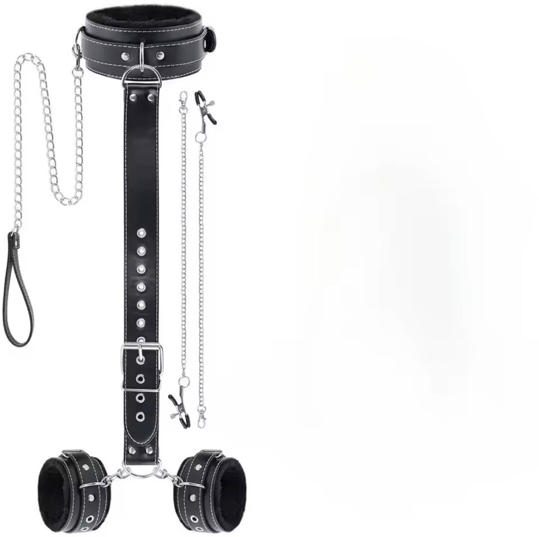 Submission Collar Harness with Cuffs &amp; Nipple Clips