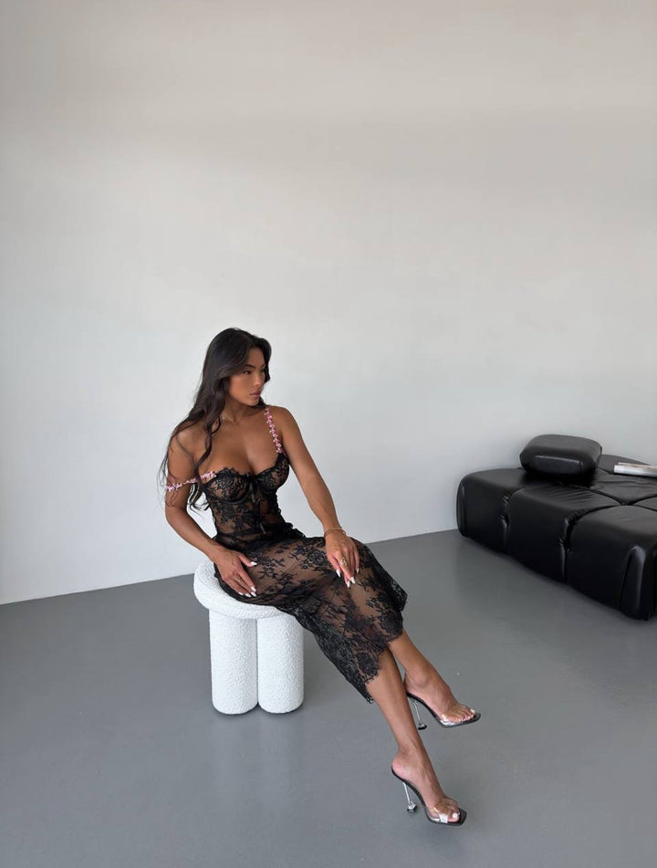 Midnight Petals Sheer Nightdress