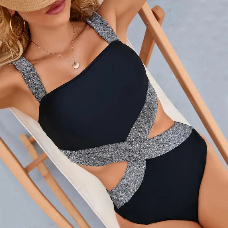Silver-Strap Cut-Out Swimsuit