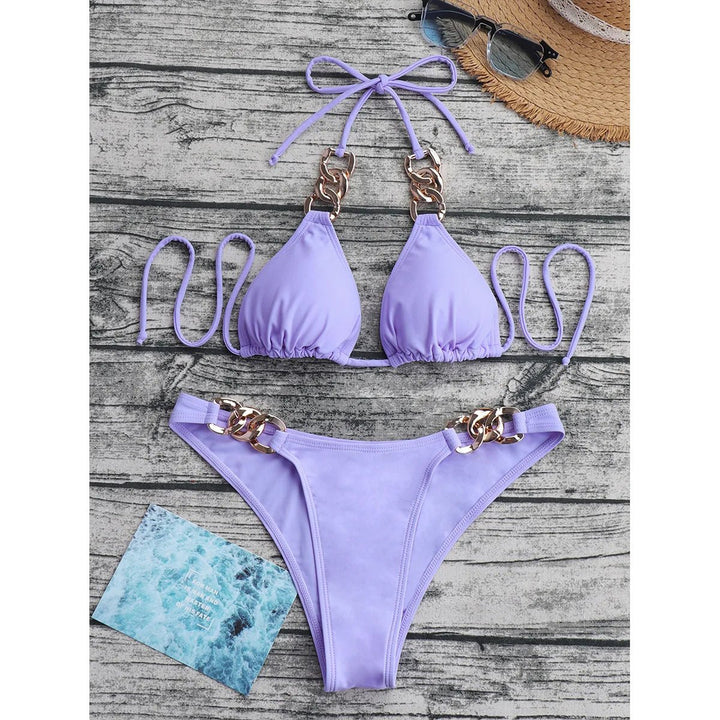 Chain-Link Bikini with Gold Chain Details