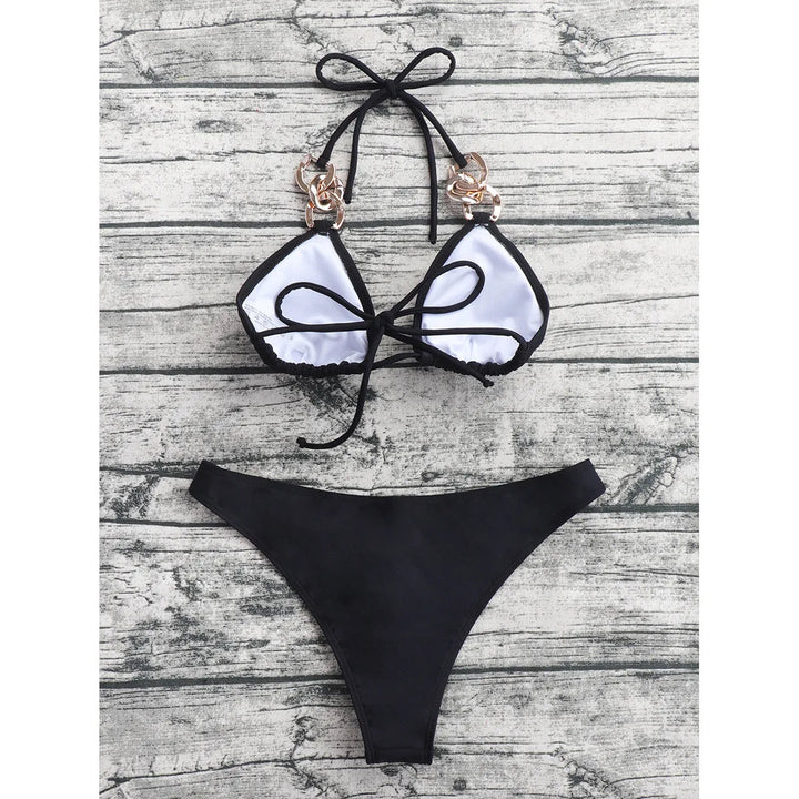 Chain-Link Bikini with Gold Chain Details