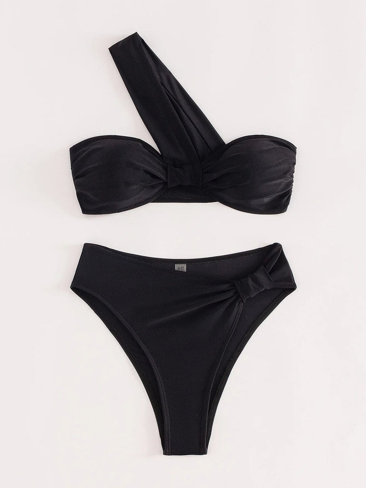 Black One-Shoulder Bikini Set
