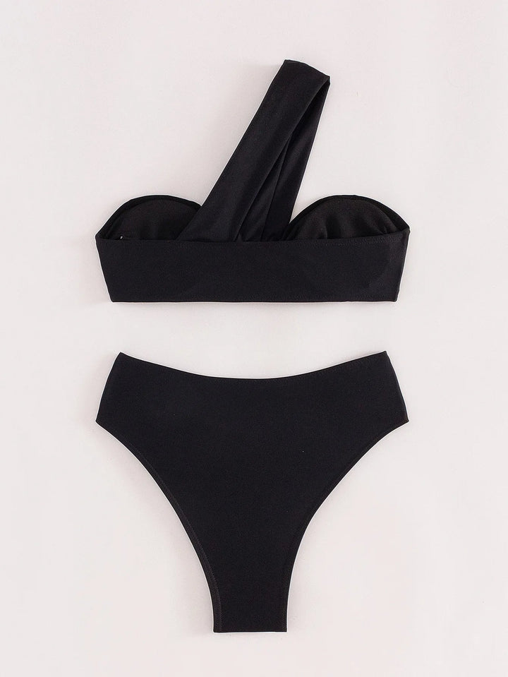 Black One-Shoulder Bikini Set