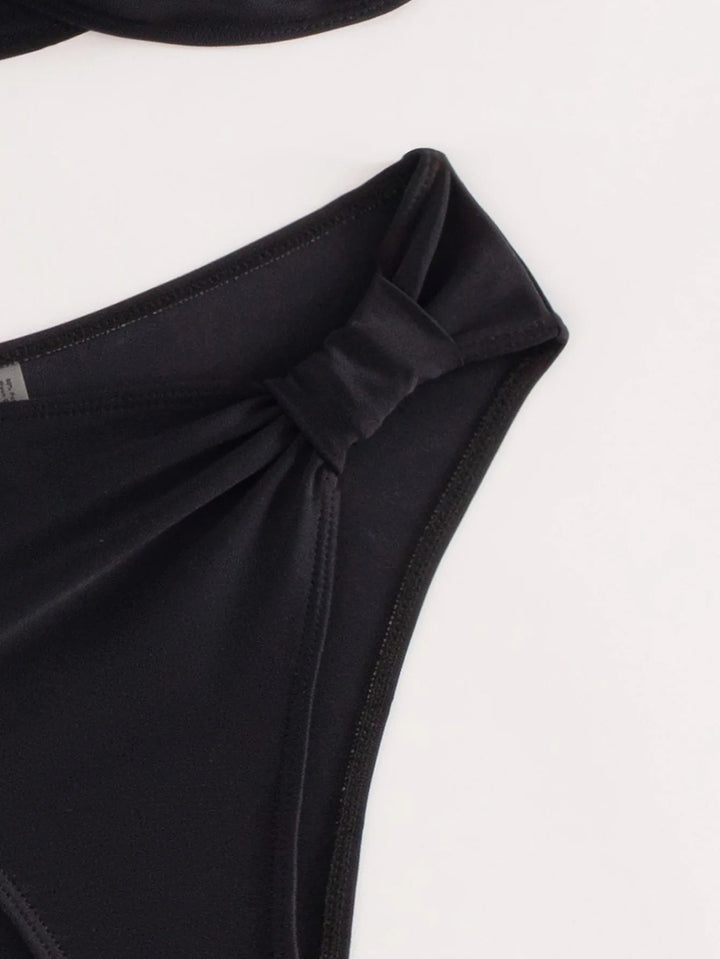 Black One-Shoulder Bikini Set