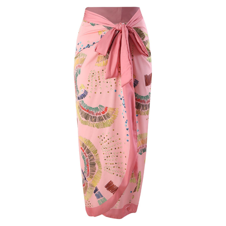 Eco-Friendly Pink One-Piece Swimsuit with Abstract Pattern &amp; Matching Sarong