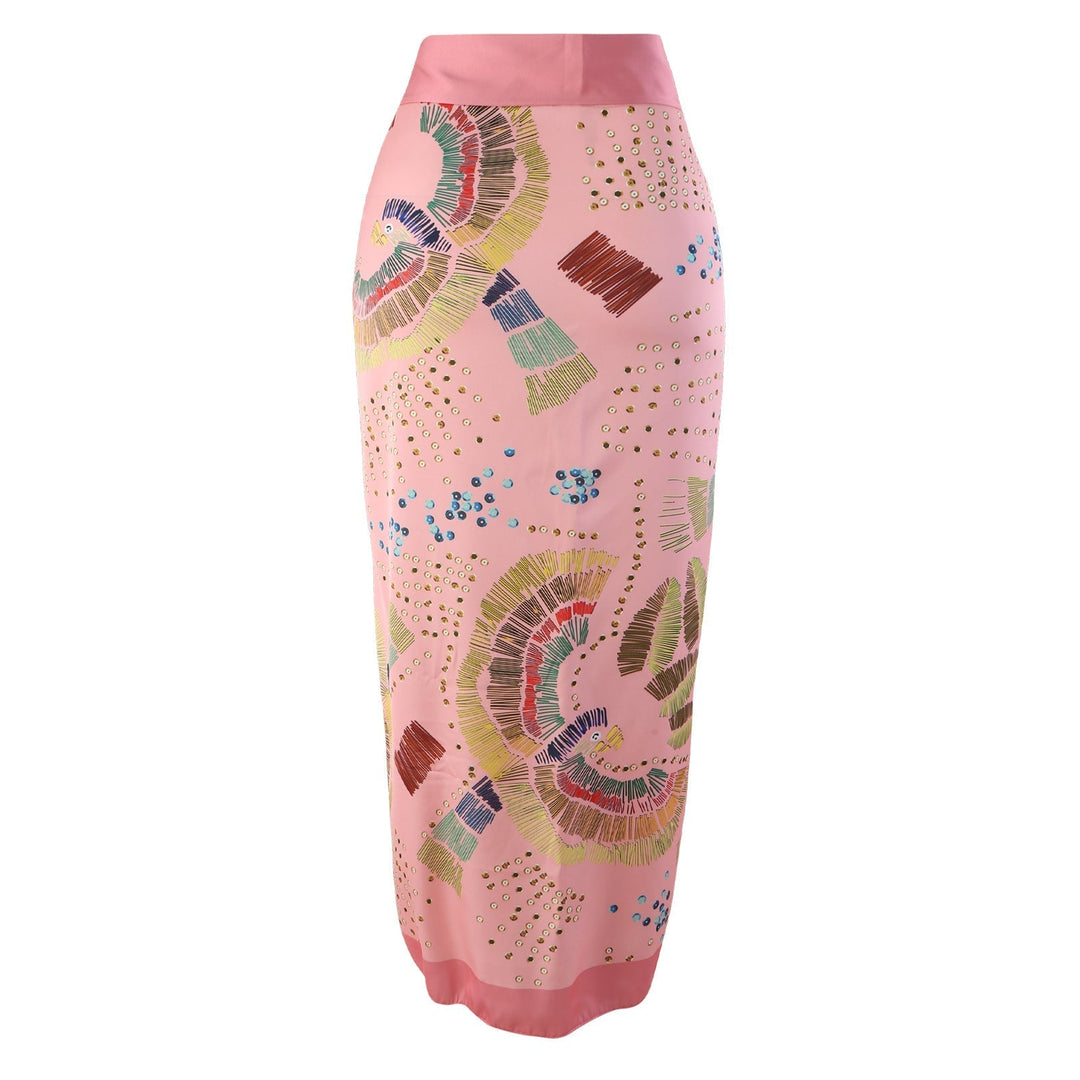 Eco-Friendly Pink One-Piece Swimsuit with Abstract Pattern &amp; Matching Sarong