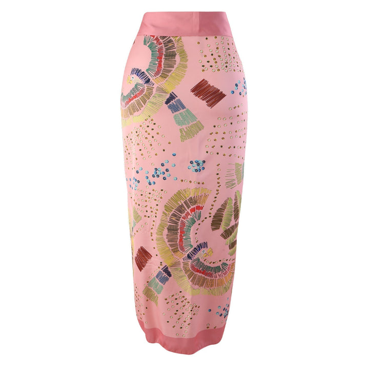 Eco-Friendly Pink One-Piece Swimsuit with Abstract Pattern &amp; Matching Sarong