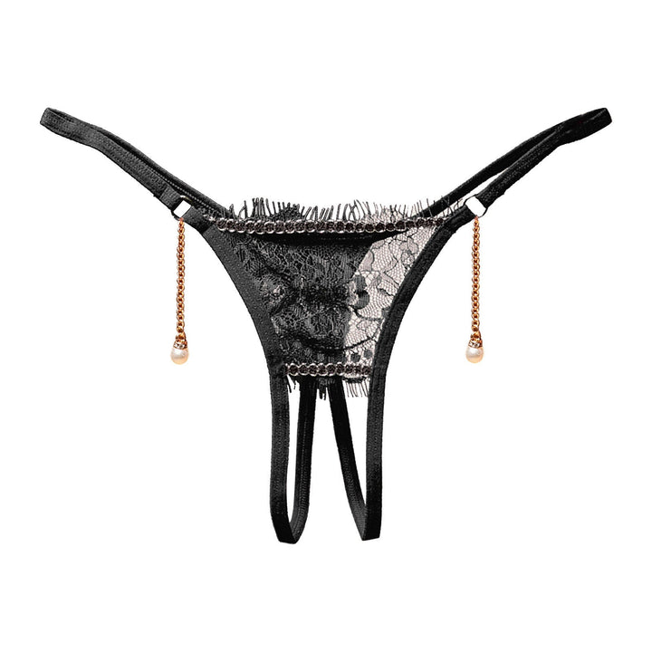 Elegant Lace Thongs with Pearl Accents