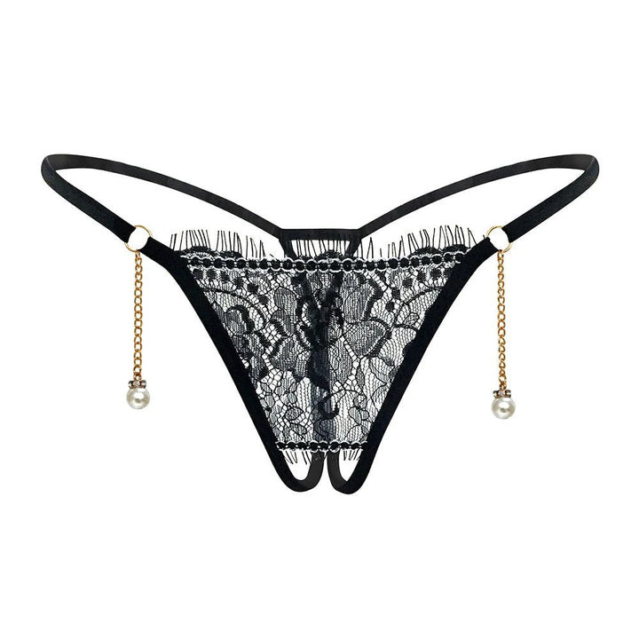 Elegant Lace Thongs with Pearl Accents