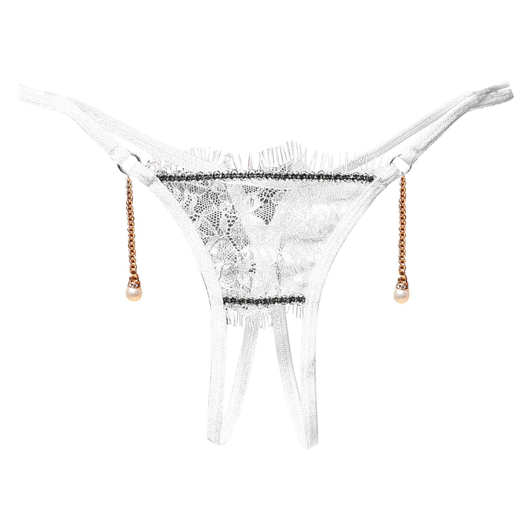Elegant Lace Thongs with Pearl Accents