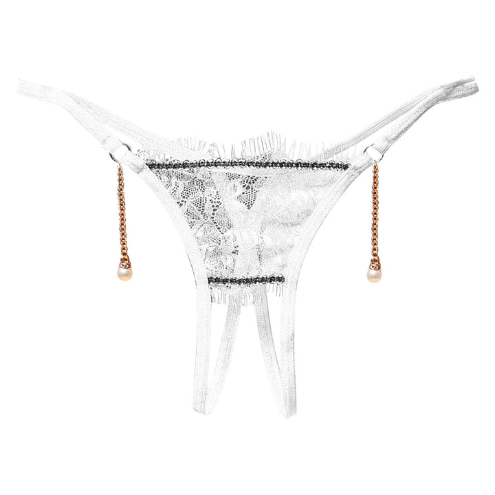 Elegant Lace Thongs with Pearl Accents