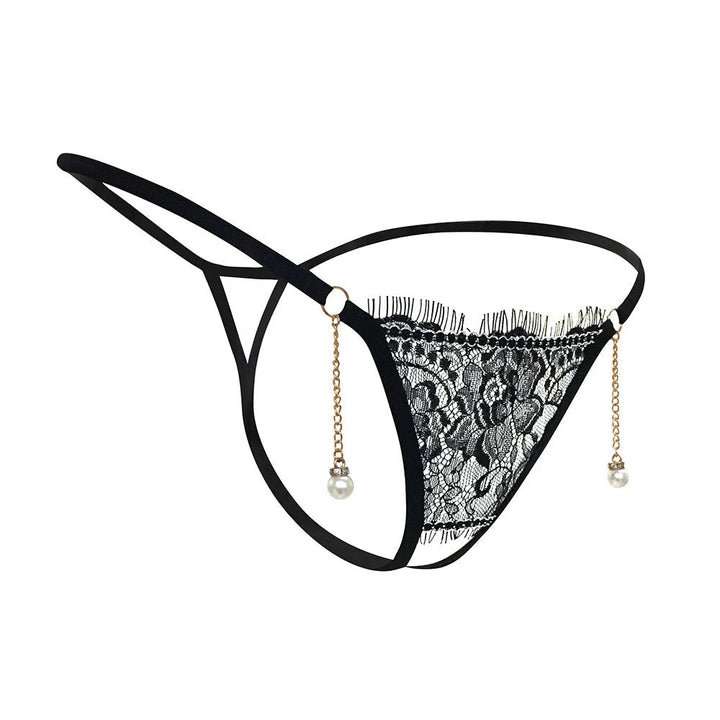 Elegant Lace Thongs with Pearl Accents