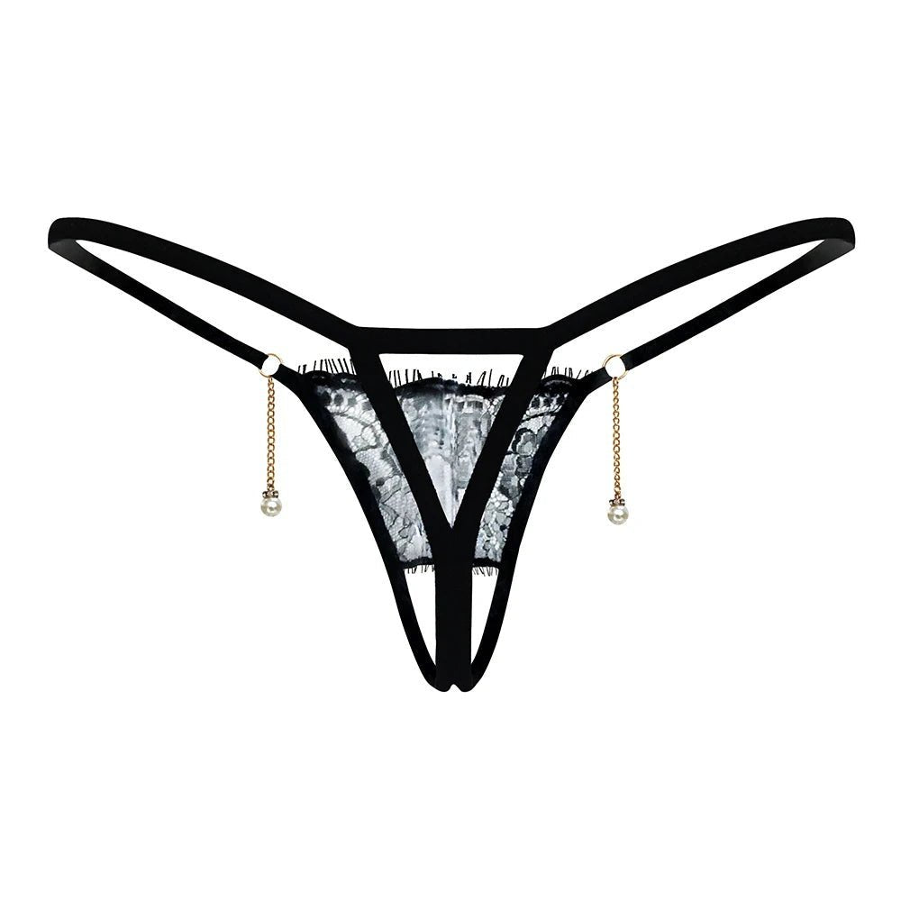 Elegant Lace Thongs with Pearl Accents