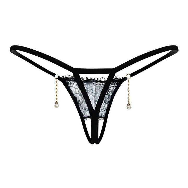 Elegant Lace Thongs with Pearl Accents