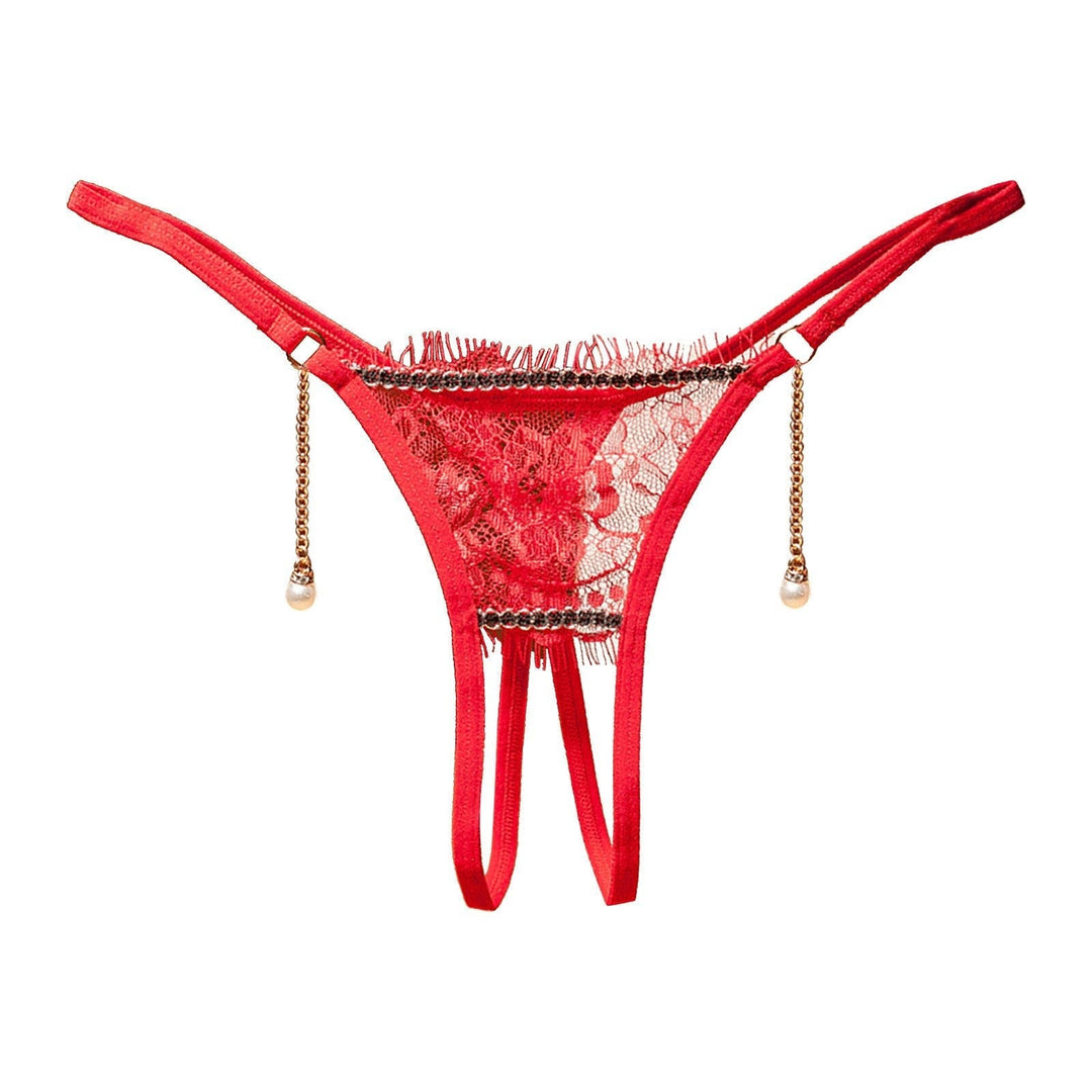 Elegant Lace Thongs with Pearl Accents