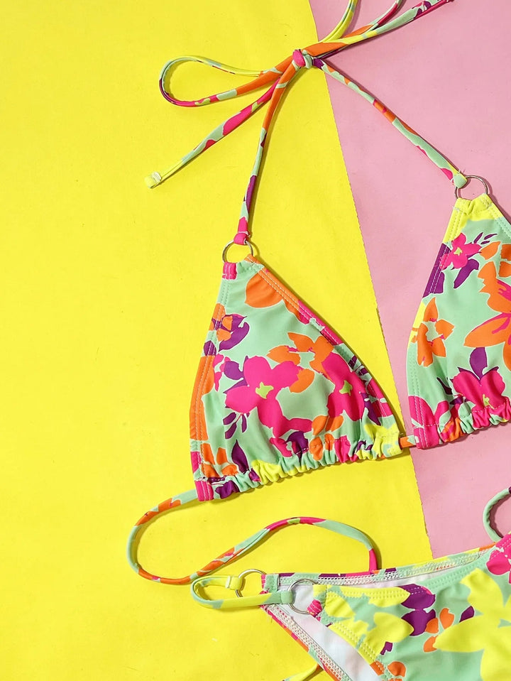 Floral Triangle Bikini Set