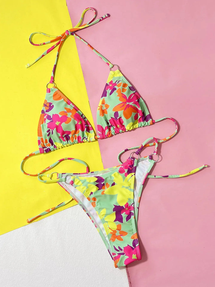 Floral Triangle Bikini Set