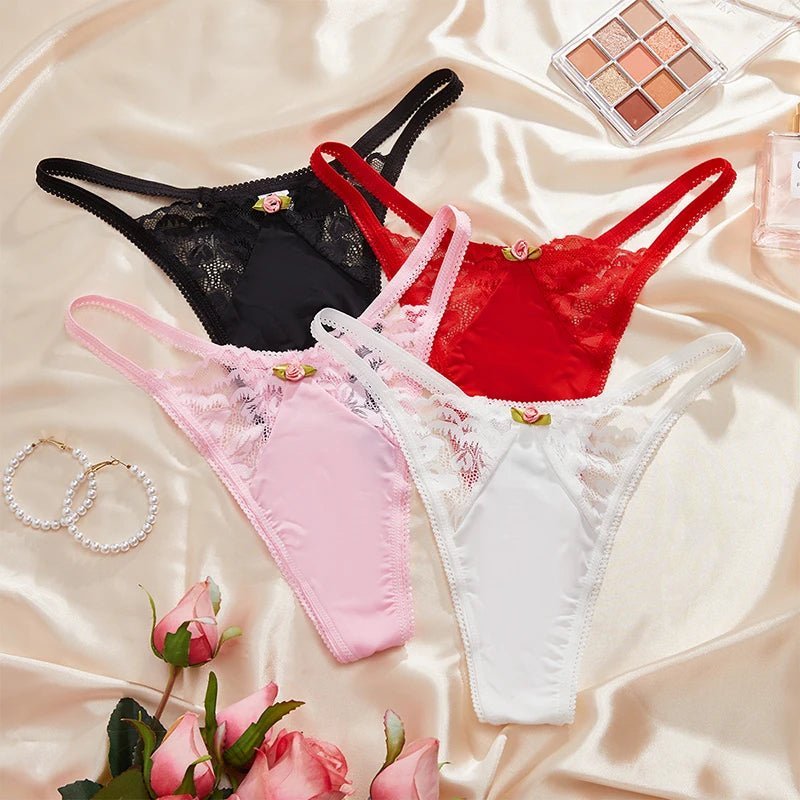 Lace Thong with Floral Detail