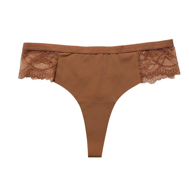 Lace Trim Animal Print Thongs