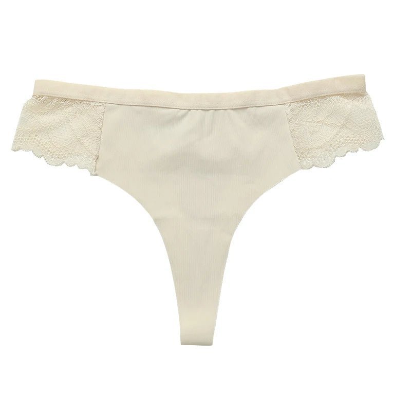 Lace Trim Animal Print Thongs