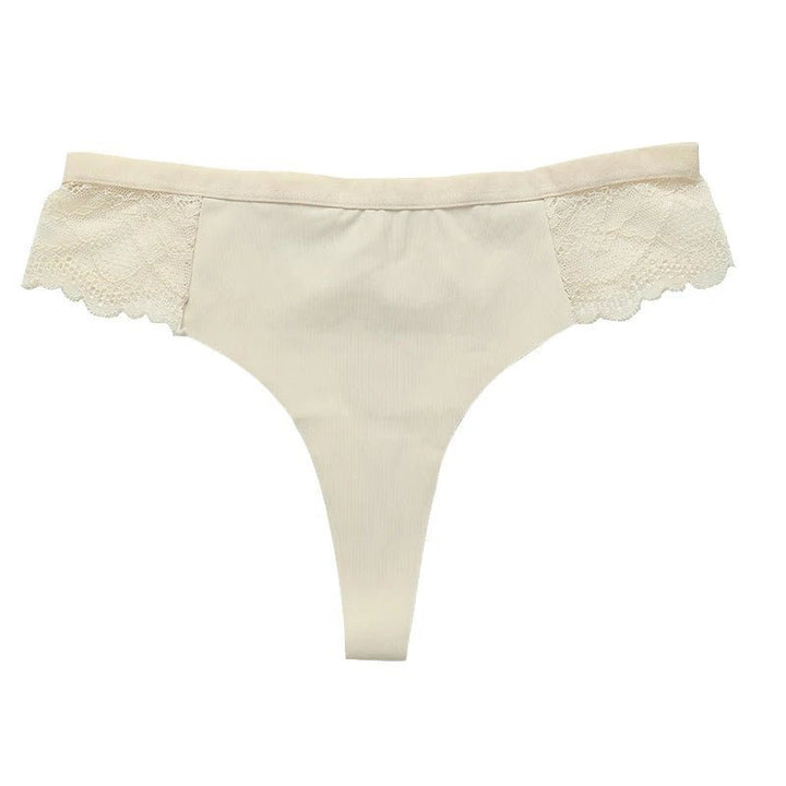Lace Trim Animal Print Thongs