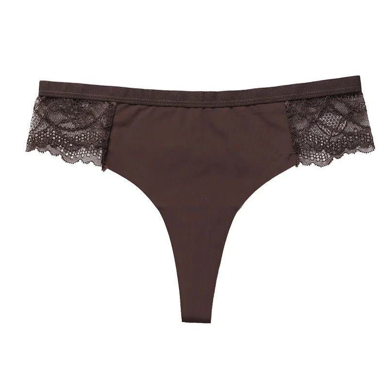 Lace Trim Animal Print Thongs