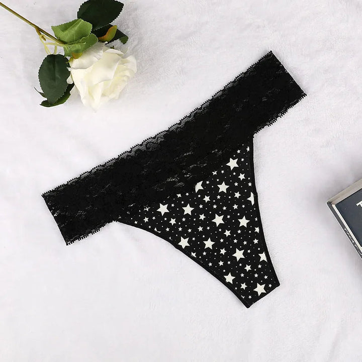 Lace Trimmed Thong Panties