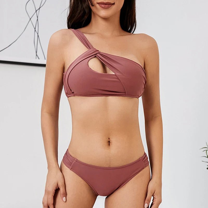 One-Shoulder Bikini with Cutout Detail
