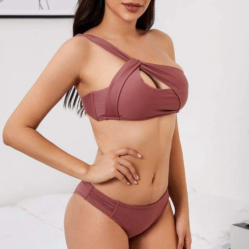 One-Shoulder Bikini with Cutout Detail