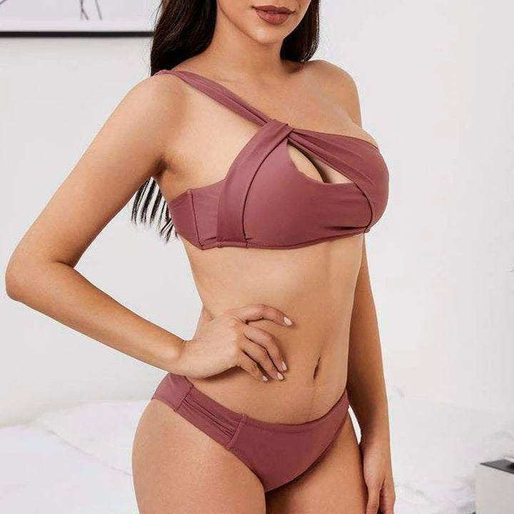 One-Shoulder Bikini with Cutout Detail