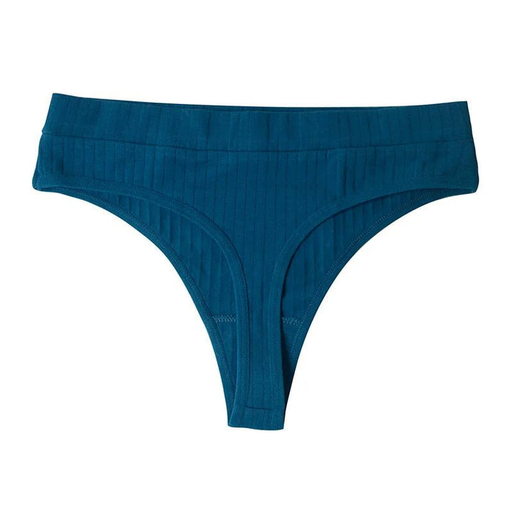 Ribbed Cotton Thong Panties