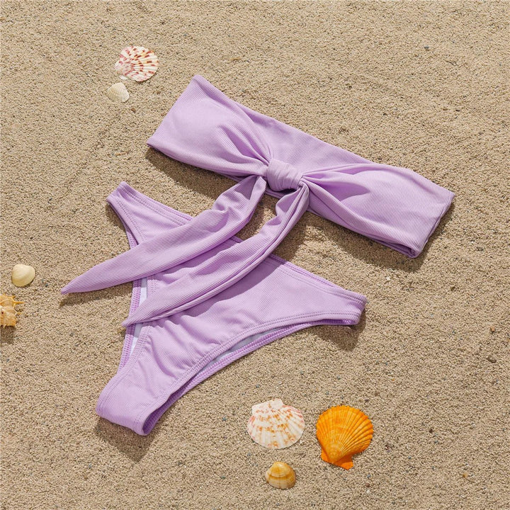 Tie-Front Bandeau Bikini Set