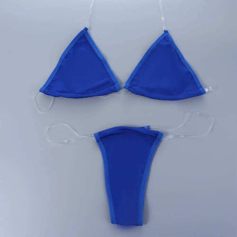 Triangle Bikini Set with Transparent Straps