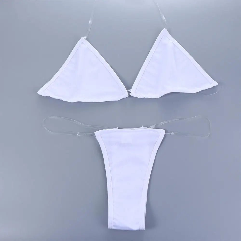 Triangle Bikini Set with Transparent Straps