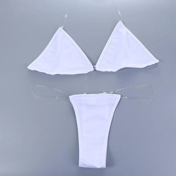 Triangle Bikini Set with Transparent Straps