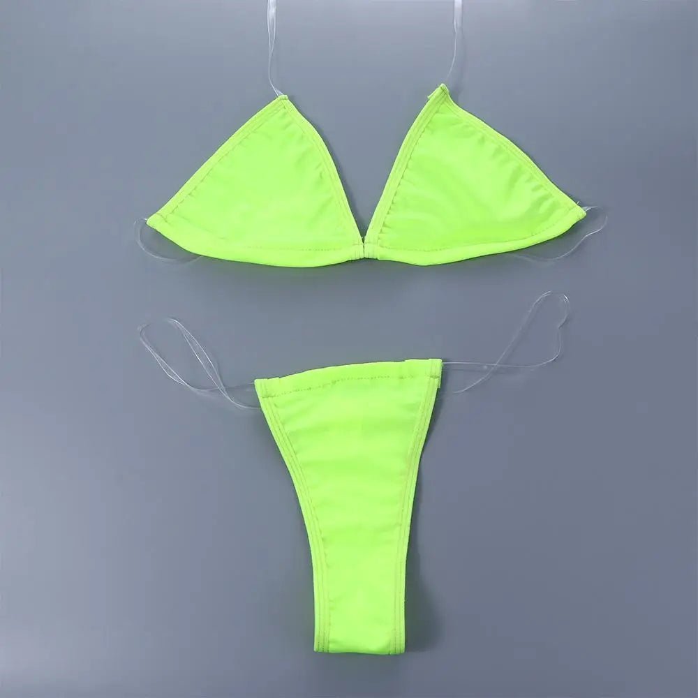 Triangle Bikini Set with Transparent Straps
