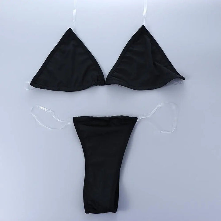 Triangle Bikini Set with Transparent Straps