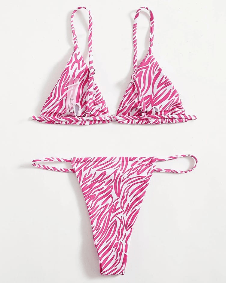 Vibrant Pink Zebra Print Bikini Set
