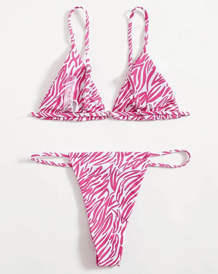 Vibrant Pink Zebra Print Bikini Set
